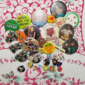 Vintage 1970&#39;s to 90&#39;s Button Pins Assorted Vintage Nostalgia Lot