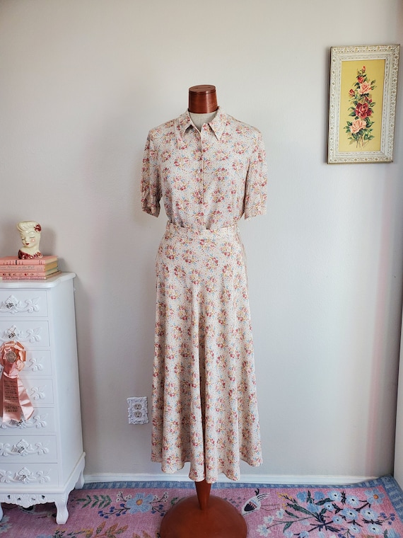 Vintage 1980's / 90's Laura Ashley Pink Blue Cream