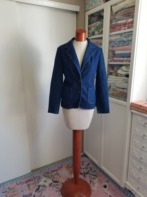 Vintage 1980's Denim Jacket or Blazer with Gold Bu