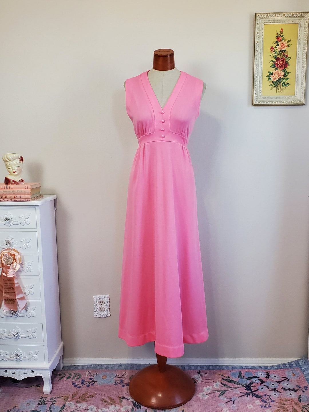 1950s Barbie Pink Crepe Dress | XS/S
