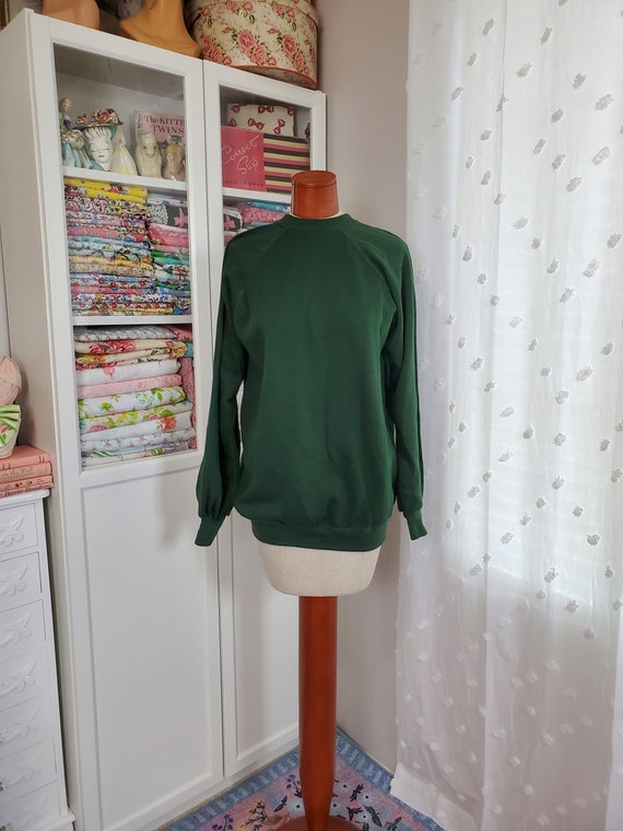 Vintage 1970's Forest Green Raglan Sleeve Sweatsh… - image 2