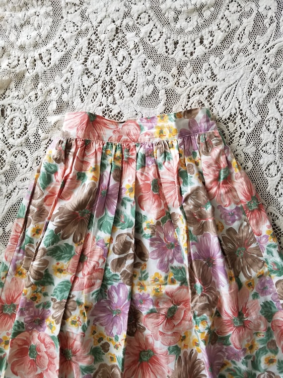 Vintage 1970's Floral Broomstick Skirt with Pocke… - image 2