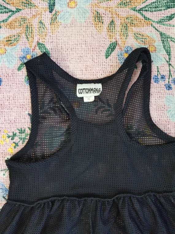 Vintage 1990's Black Mesh Babydoll Jersey Dress b… - image 8