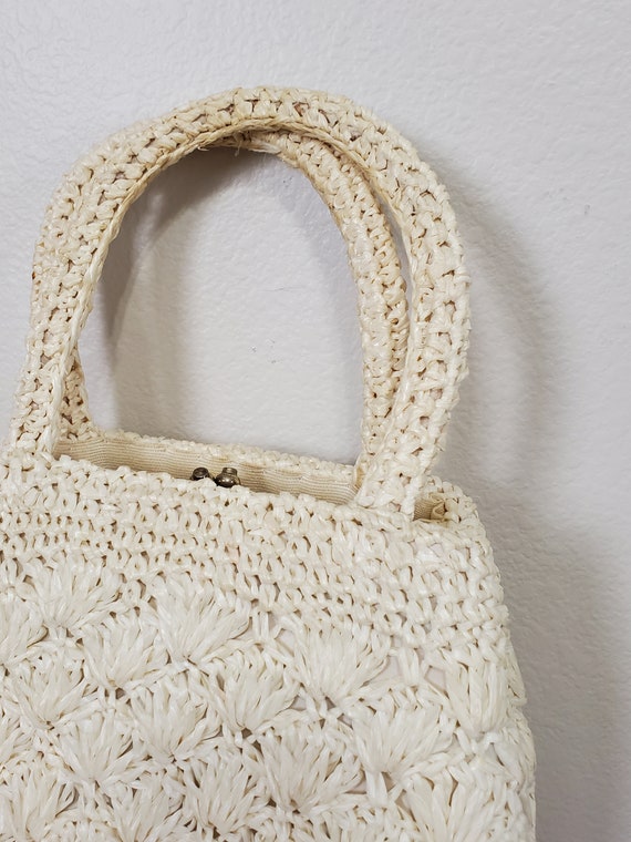 Vintage 1950's / 60's Mid Century Cream Raffia Li… - image 3