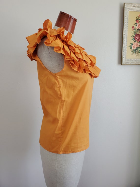 Vintage 1980's Cinnamon Ruffled Neck Blouse | Zin… - image 4