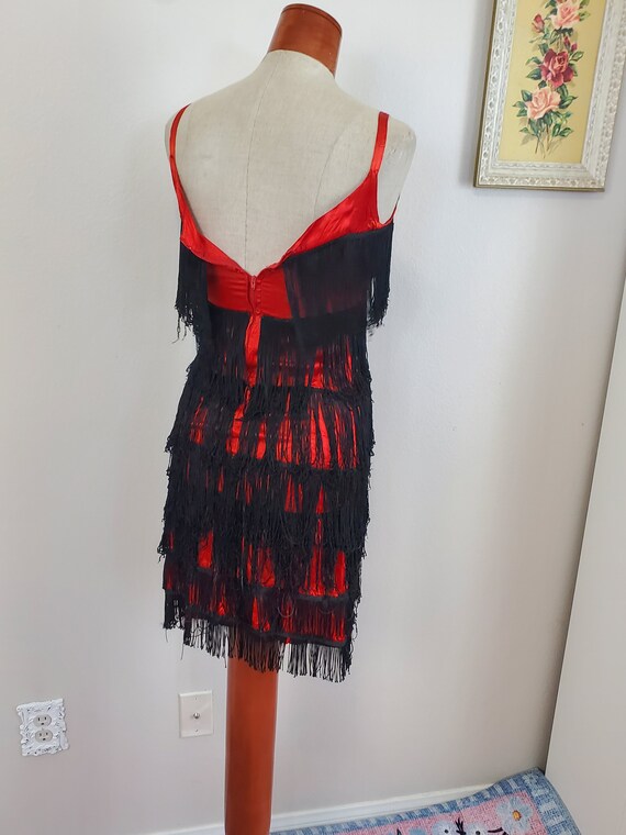 Vintage Flapper Dress Costume Red And Black Layer… - image 6