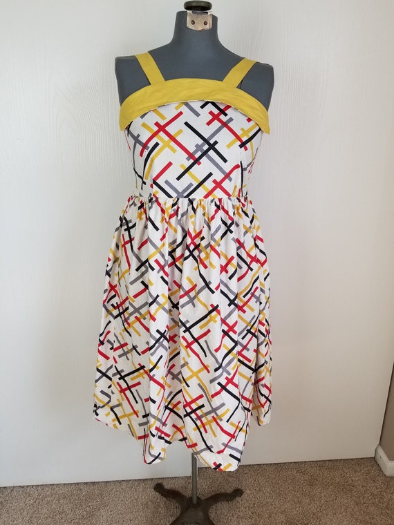 Vintage 1950's Abstract Atomic Style White Cotton