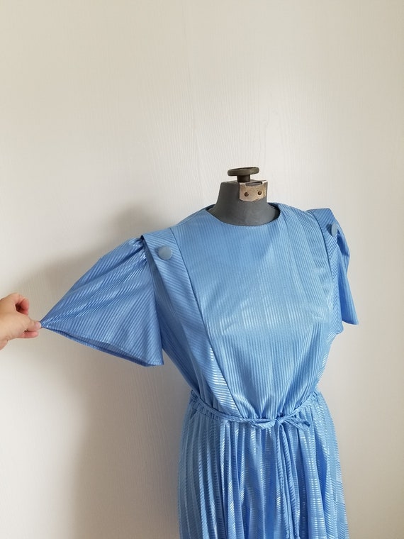 Vintage 1970'S Blue Button Dress - image 8