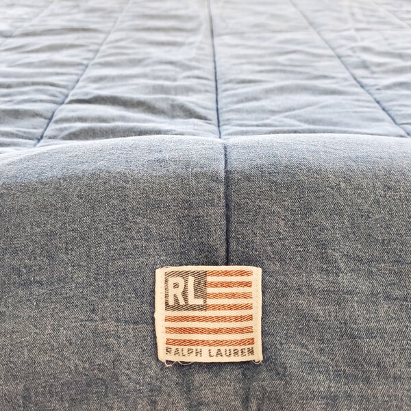 VIntage Ralph Lauren WIndward Flagge Sammlung Denim Chambray Blau Jean Tröster Full Queen-Size | Beunruhigt