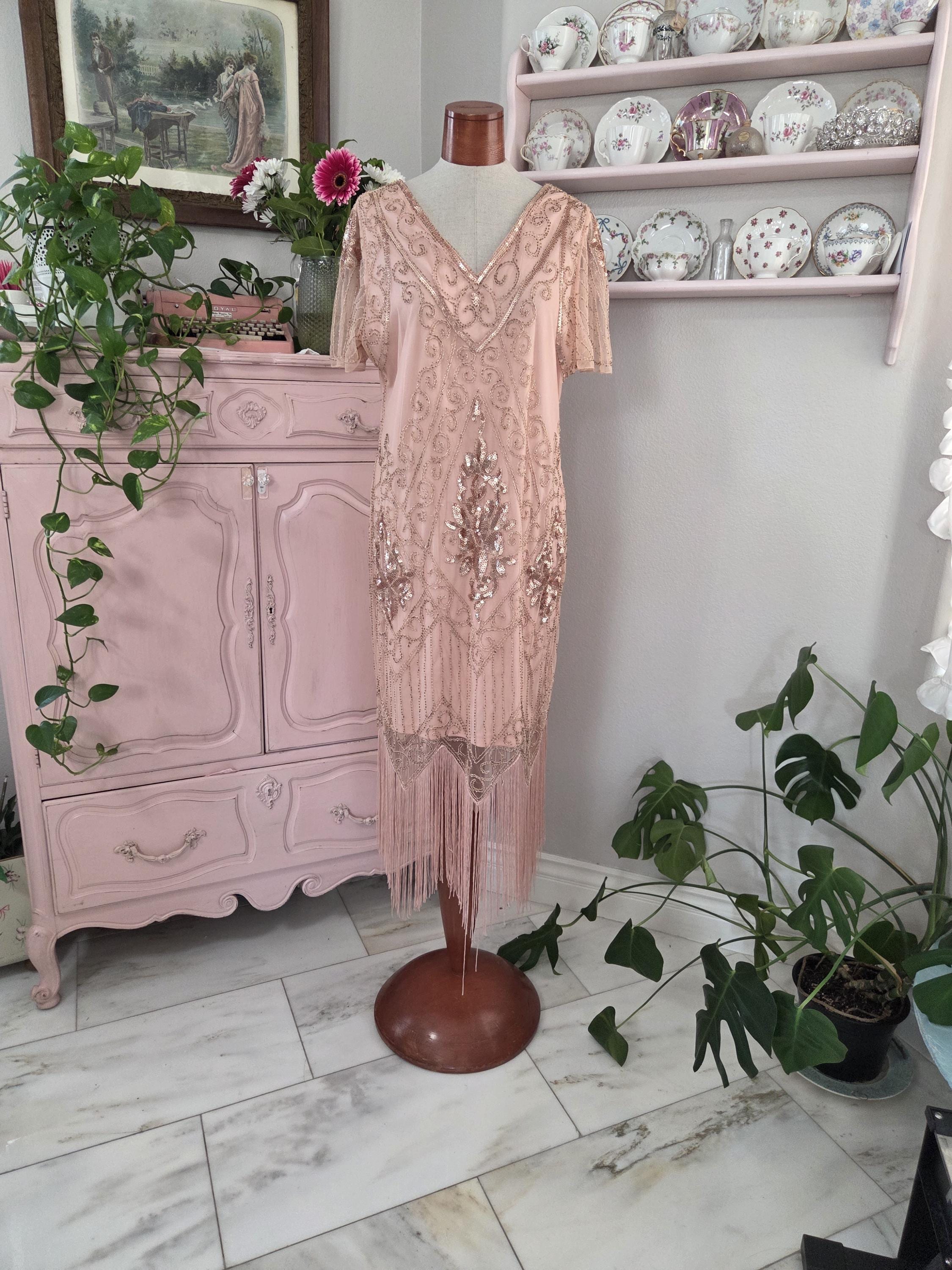 Pink Beaded Dress - Etsy