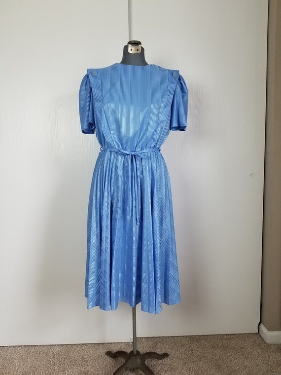 Vintage 1970'S Blue Button Dress - image 2
