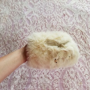 Vintage 1940's White Fur Muff Childs/ Woman's XS image 2