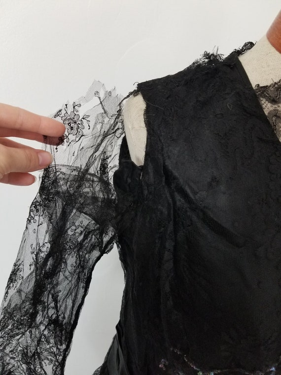 Antique 1910's / 20's Black Silk And Lace Dress W… - image 7