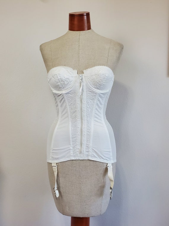 I Owe It All to Goddess Vintage 1950's White Merry Widow Corset With Garter  Straps Goddess 34 A 