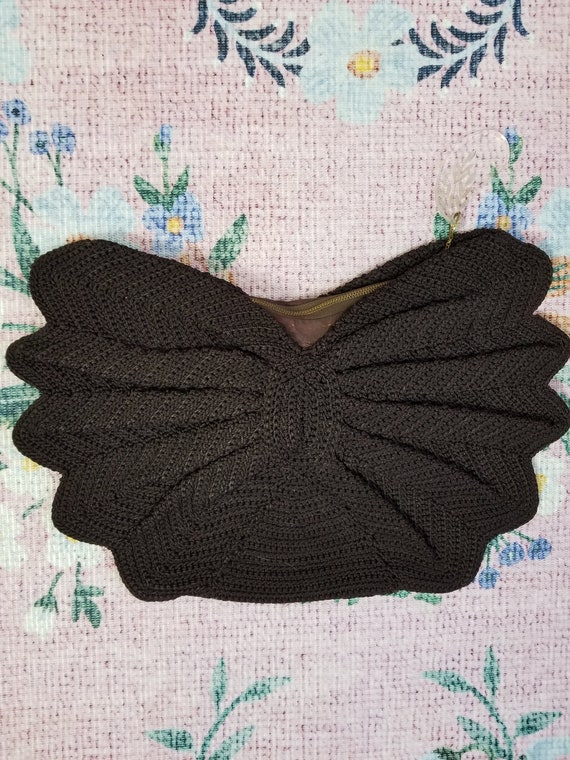 Vintage 1940's Large Fan Cord Clutch in Chocolate… - image 3