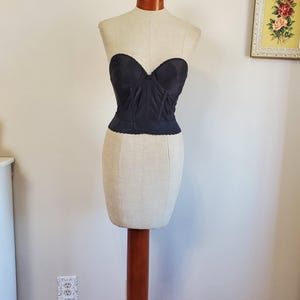Vintage 1990&#39;s Black Bustier Longline Bra | Adonna | Size 36 B | Low Back Strapless Bra