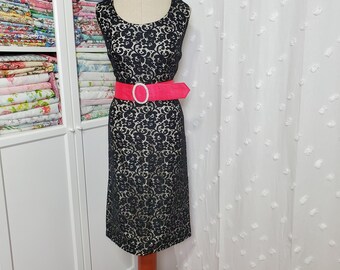 Vintage 1950's / 60's Black Lace Cocktail Wiggle Sheath Dress | Understated Elegance | Large to XL