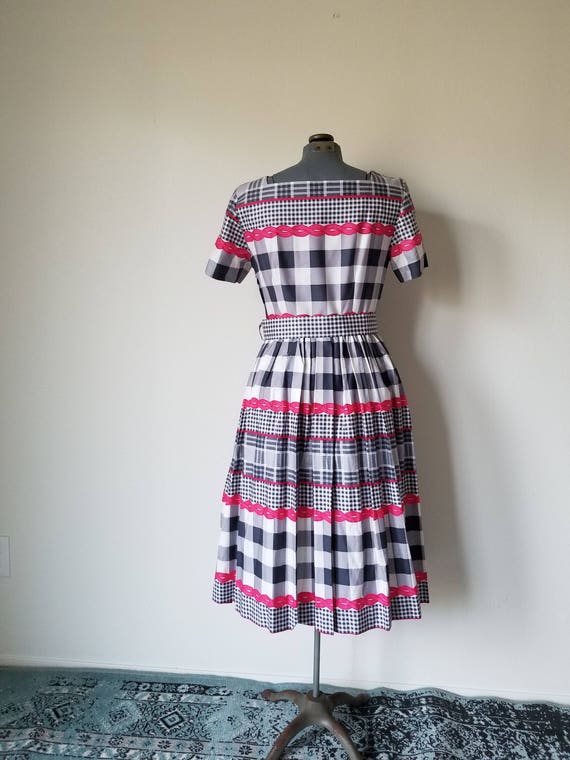 Vintage 1950's/1960's Pink, White, and Blue Check… - image 8