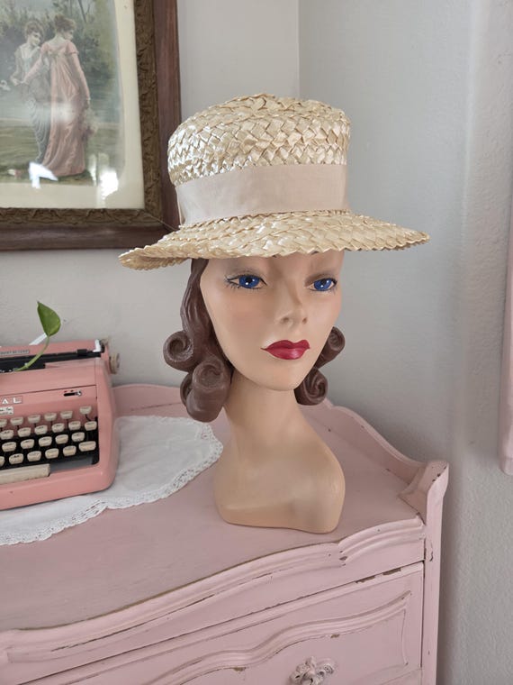 Vintage 1960’s Hat‎ Vintage 60s Ivory Cellophane Bucket Hat. 1960s White  main image 4