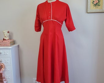 Vintage 1950's Reproduction Red and White Dress | Modern Vitnage Repro | Retro Girl | Small to Medium