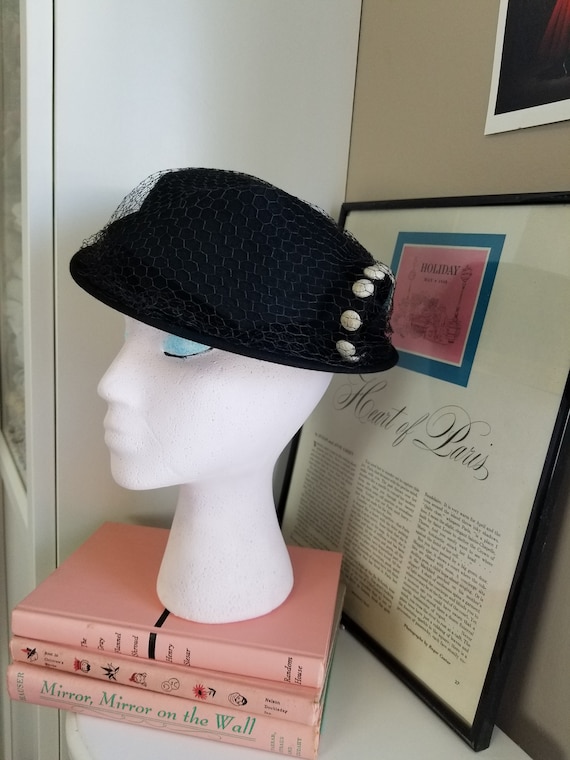 Vintage 1940's Black Wool Felt New York Creations