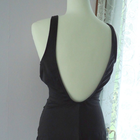 Vintage Black Ruched Swimsuit M/L - image 4