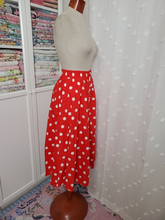 Vintage 1980's / 90's Red And White Polka Dot BUt… - image 5