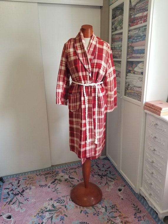 Vintage 1940's / 50's Red Beacon Blanket Robe Mens