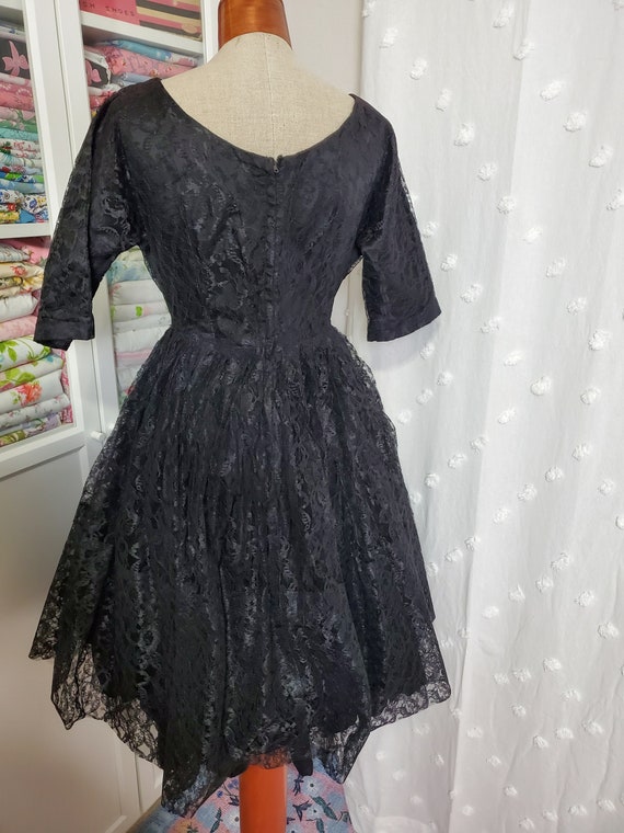 Vintage 1950's / 60's Black All Lace Party Dress … - image 5