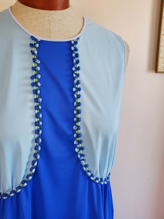 Vintage 1960's Two Tone Blue Nightgown Nylon Long… - image 3