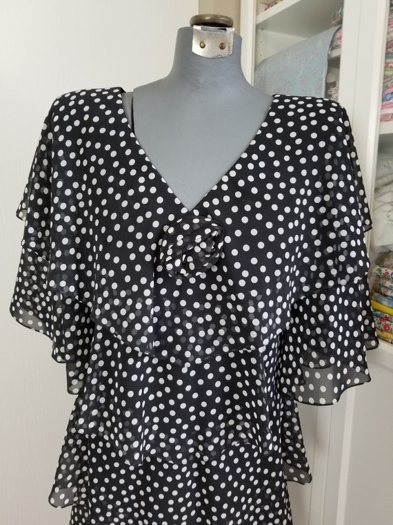 Vintage 1980's Does 20's Black and White Polka Do… - image 4