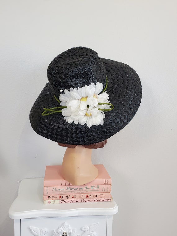 Miss Audrey | Vintage 1960's Black Straw Hat With 