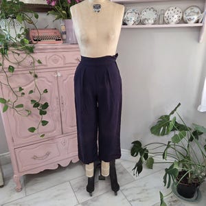 Vintage 1940's Navy Slacks Wide Leg Side Metal Zipper | 26 Inch Waist