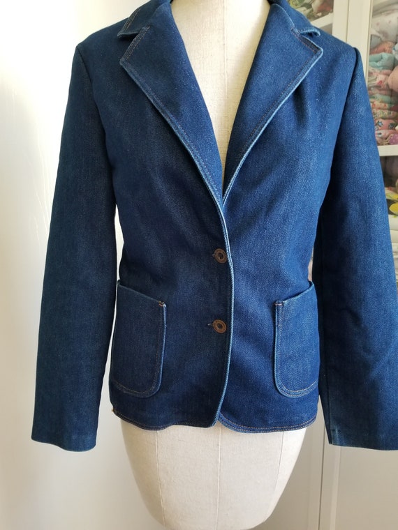 Vintage 1980's Denim Jacket or Blazer with Gold B… - image 2