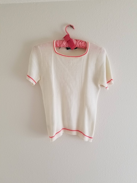 Vintage Givenchy Sport White and Red Sweater Large - image 2