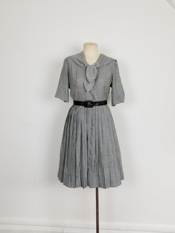 Vintage 1950's Nautical Sailor Style Dress Black a