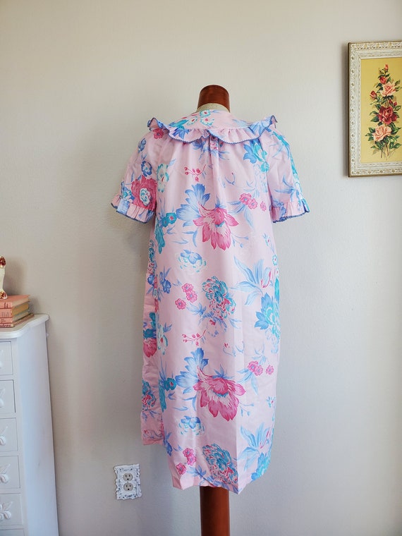 Vintage 1970's / 80's Pink and Blue Pastel Floral… - image 4