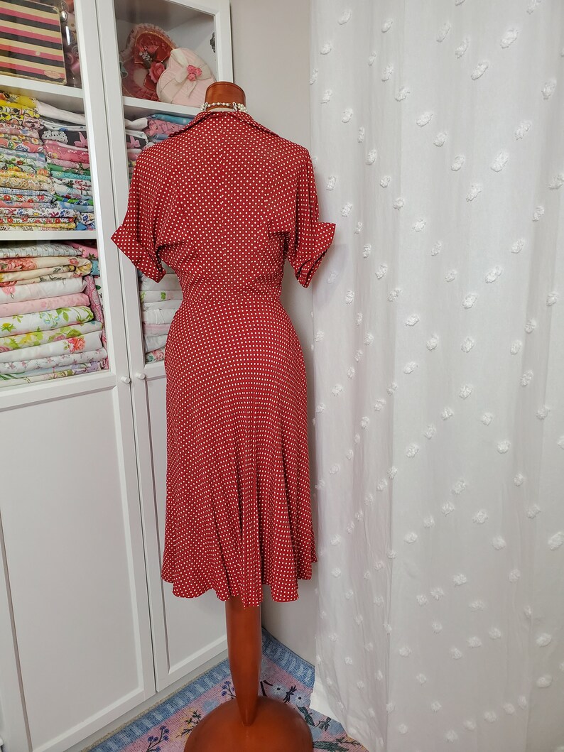 1940s Red Polka Dot Dress | XS/S