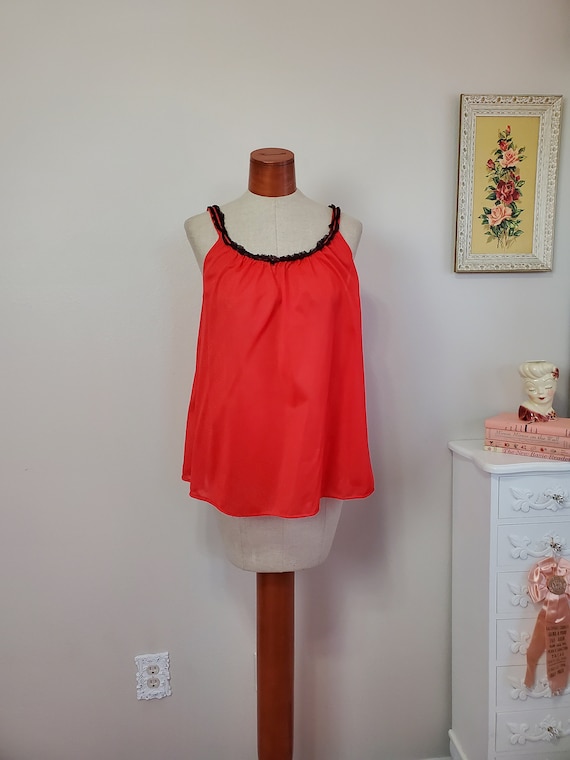 Vintage 1960's / 70's Red Nylon Babydoll Sheer Lin