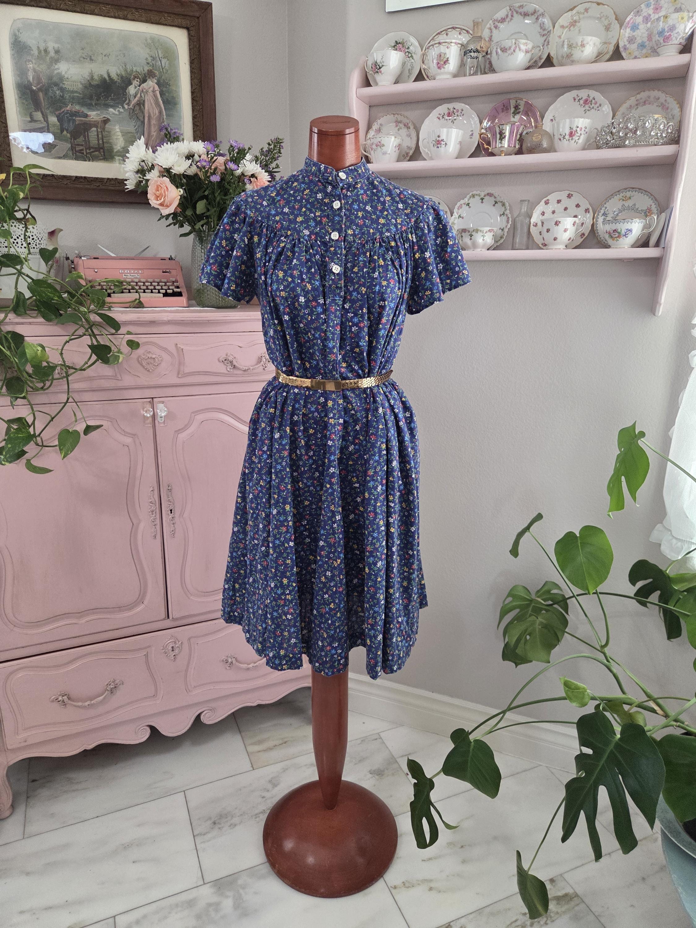 Green Calico Dress - Etsy