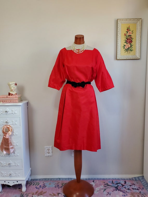 Red Rose | Vintage 1950's / 60's Red Satin Cocktai