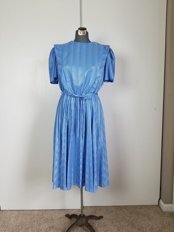 Vintage 1970'S Blue Button Dress - image 5