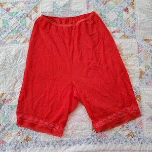Vintage 1950's / 60's Red Nylon Bloomer Panty Slip | Lorraine | Small to Medium