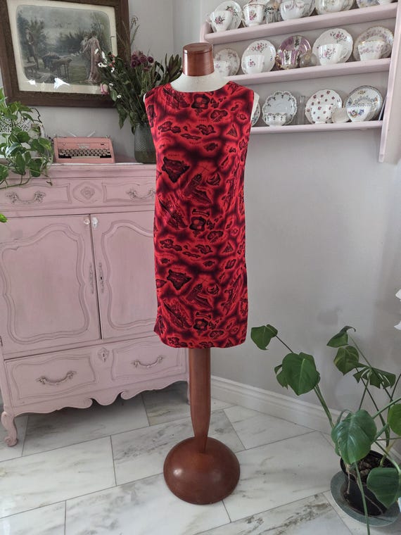 red hawaiian print dress Red Vintage Hawaiian Print Dress
