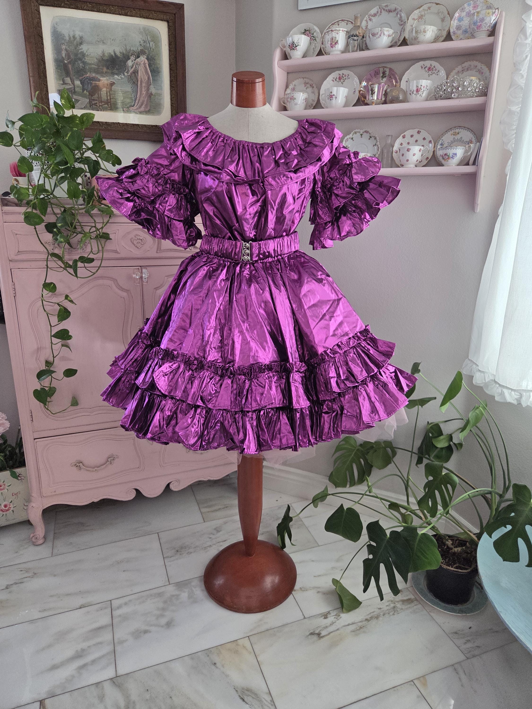 fitted lace wedding dress Vintage 70s Oversized Purple Velour Embroidered Caftan Mini Dress XXL main image 0