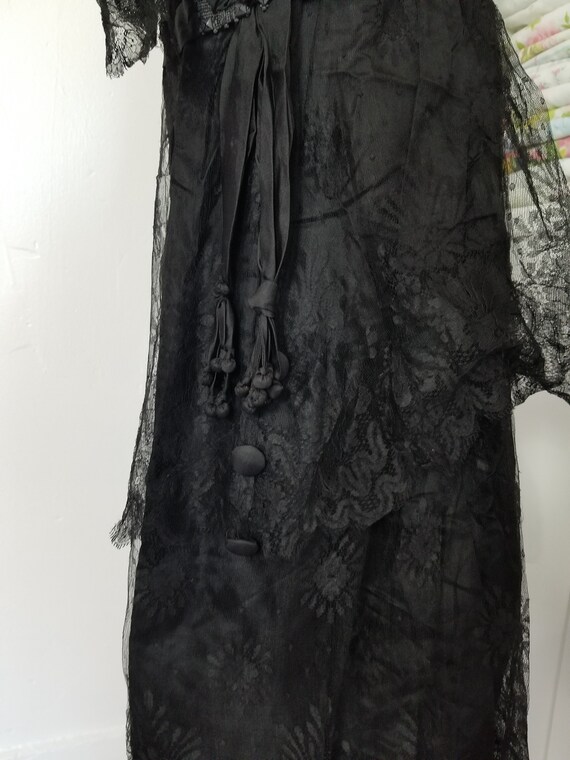 Antique 1910's / 20's Black Silk And Lace Dress W… - image 6