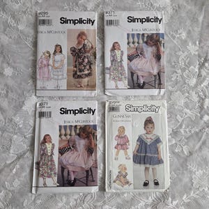 Vintage 1989-1995 Pattern Lot of 4 Jessica McClintock Gunne Sax Girls Dresses Simplicity 9371 9295 9385