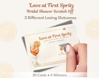 Spritz Bridal Shower Scratch Off Game Bachelorette Party Activity Card Aperol Theme Wedding Icebreaker Fun Bride Squad Entertainment Prize