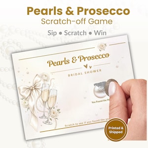 Pearls Prosecco Bridal Shower Game Scratch Off Card Entertainment Party Activity Icebreaker Champagne Theme Celebration Wedding Favor Guest