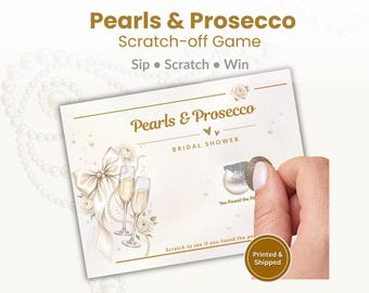 Pearls Prosecco Bridal Shower Game Scratch Off Card Entertainment Party Activity Icebreaker Champagne Theme Celebration Wedding Favor Guest
